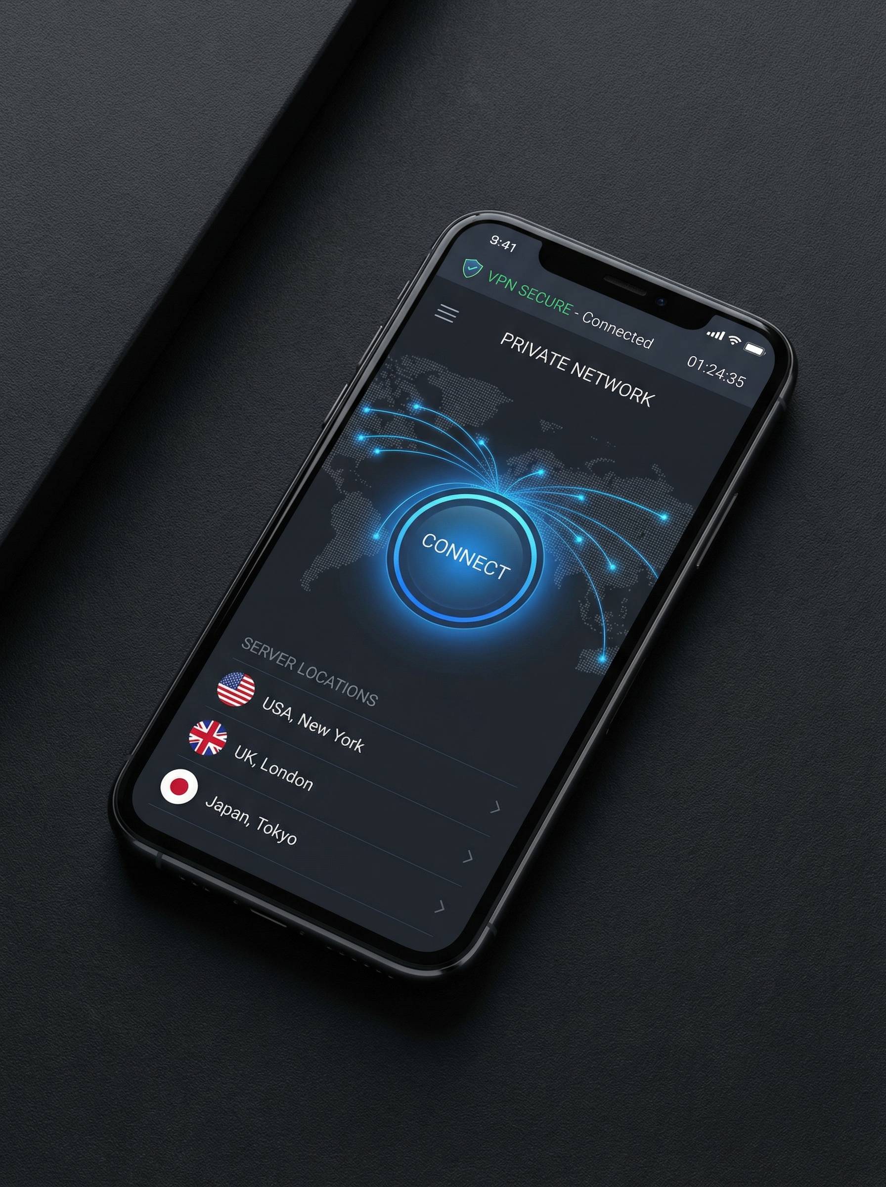 Quick VPN官网 手机客户端界面截图 - 简洁直观的VPN操作界面